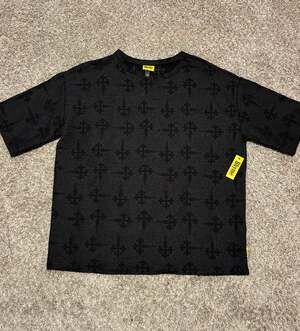 Rhyme Men's All-Over Black Cross Print T-Shirt